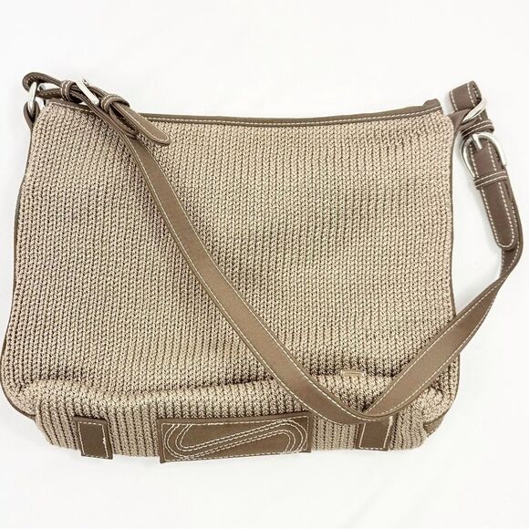 The Sak MISSY Taupe Brown Crochet Woven Faux Leather Single Strap Shoulder Bag - Picture 6 of 16